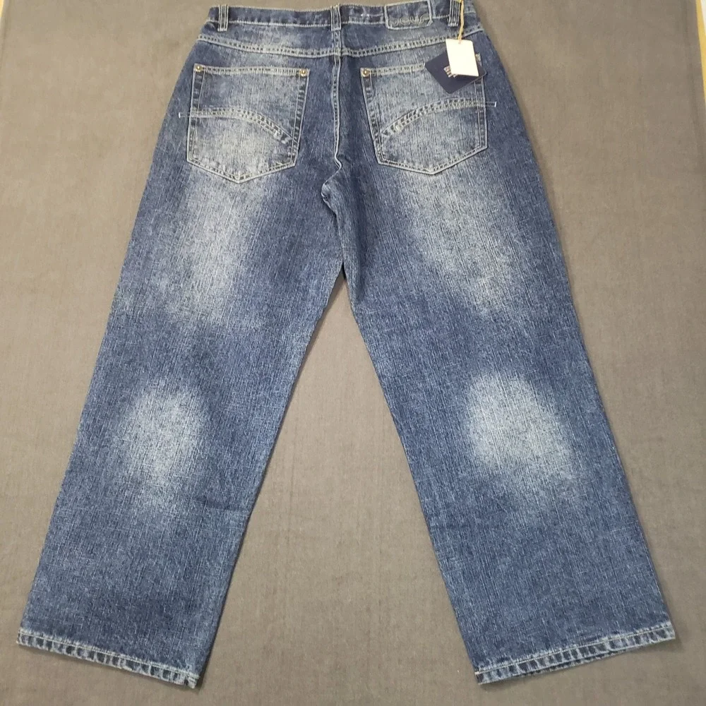 Delf Jeans Mens 36x30 Dark Blue Wide Leg Baggy Y2K Streetwear Denim 6208